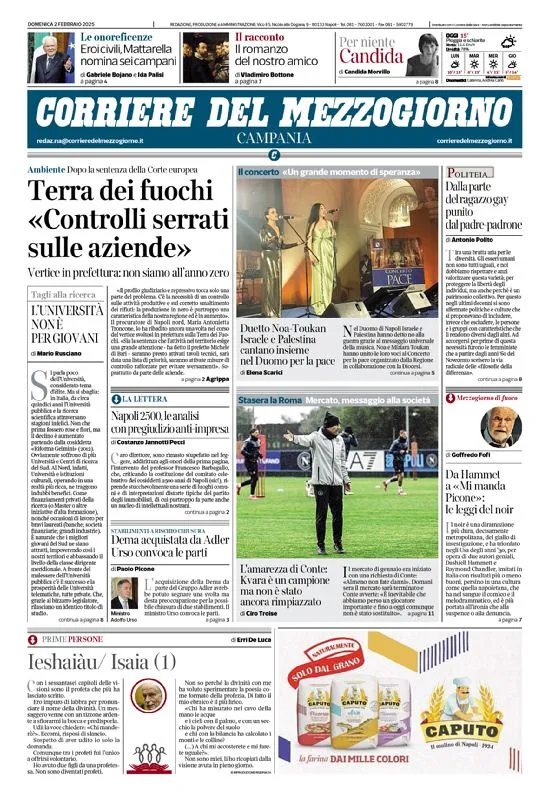 Prima-pagina-corriere del mezzogiorno-del-2025-02-02